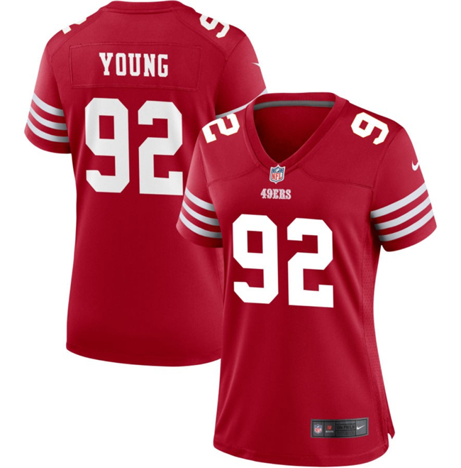 Women's San Francisco 49ers #92 Chase Young Red Football Stitched Jersey(Run Small)